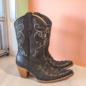 Vintage Black and Brown Heeled Boots